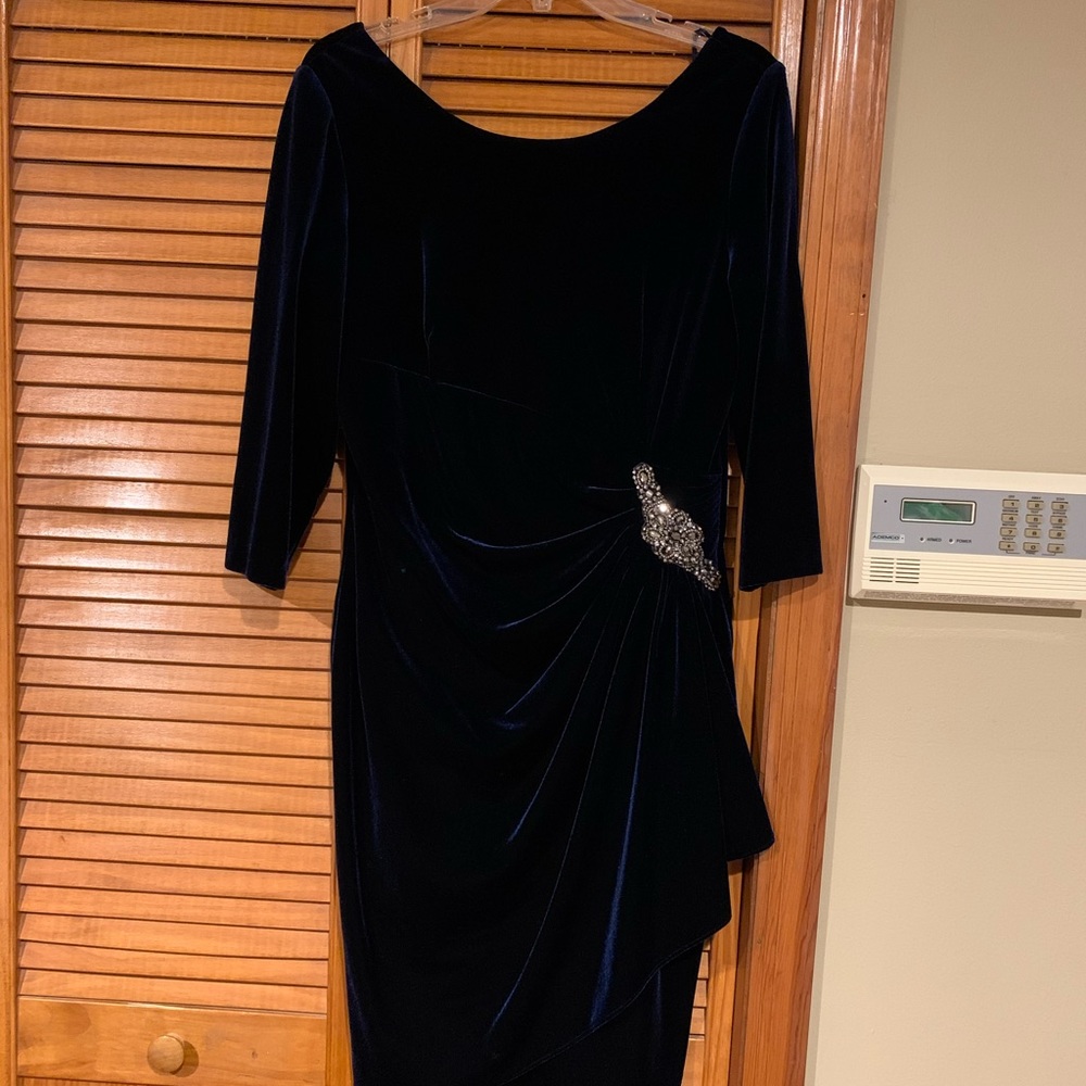Velvet mid length evening dress